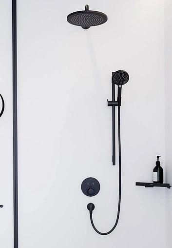 Термостат для 2 потребителей Hansgrohe ShowerSelect S шлифованный черный хром 15743340