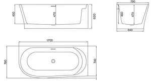 Ванна акриловая BelBagno 170x78 BB410-1700-780-R, 2