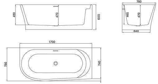 Ванна акриловая BelBagno 170x78 BB410-1700-780-R