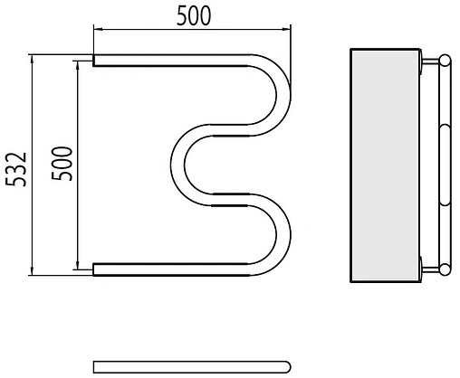 Полотенцесушитель водяной Terminus М-образный AISI 1&quot; БШ 500х500 полированная сталь 4620768880926