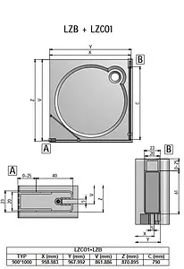 Душевое ограждение 900x1000мм прозрачное стекло Roltechnik Lega Lift Line LZCO1+LZB/900*1000 227-9000000-00-02+228-1000000-00-02, 2