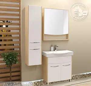 Тумба-умывальник напольная Aquaton Инфинити 76 H белый/ясень коимбра 1A1967K1IFSC0, 3