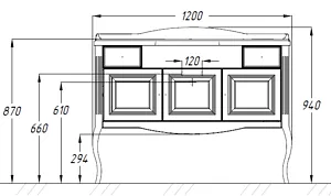 Тумба-умывальник напольная Opadiris Лаура 120 белый матовый/с золотой патиной Z0000009324+10.210.01200.001, 2