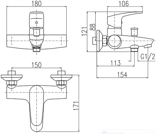Смеситель для ванны Rav Slezak Amur хром AM754.5/1