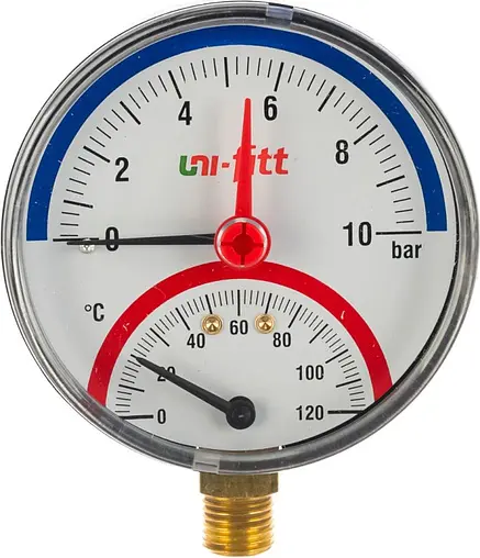 Термоманометр радиальный Uni-Fitt 80мм 10 бар 120°С ½&quot; 311P3442