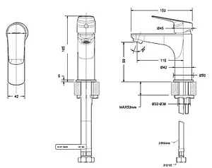 Смеситель для раковины Bravat Rhein чёрный матовый F1429564BW-9-ENG Смеситель для раковины Bravat Rhein чёрный матовый F1429564BW-9-ENG, 2