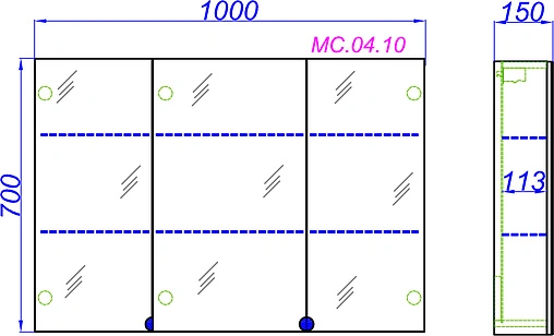 Шкаф-зеркало Aqwella МС 100 белый МС.04.10