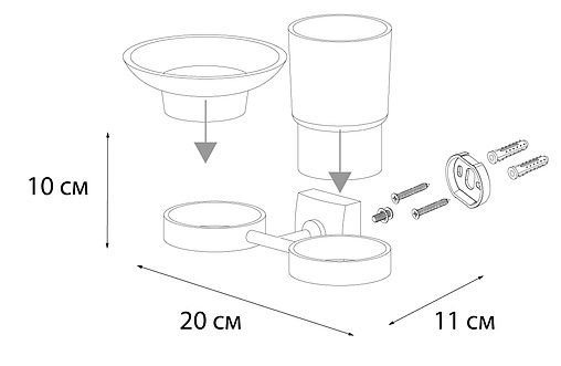 Стакан с мыльницей Fixsen Kvadro хром FX-61306+08 Стакан с мыльницей Fixsen Kvadro хром FX-61306+08