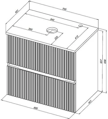 Тумба-умывальник Aquanet Джейн 70 маренго 00313301+