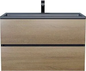 Тумба под умывальник подвесная Uperwood Barsa 70 дуб сонома/чёрный матовый 2930205157 Тумба под умывальник подвесная Uperwood Barsa 70 дуб сонома/чёрный матовый 2930205157, 1