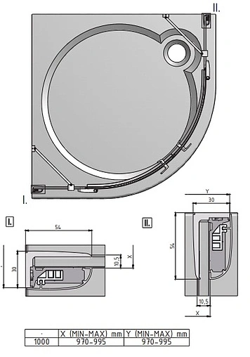 Душевое ограждение 1000x1000мм прозрачное стекло Roltechnik Hitech Line HBR2/1000 283-1000000-06-02