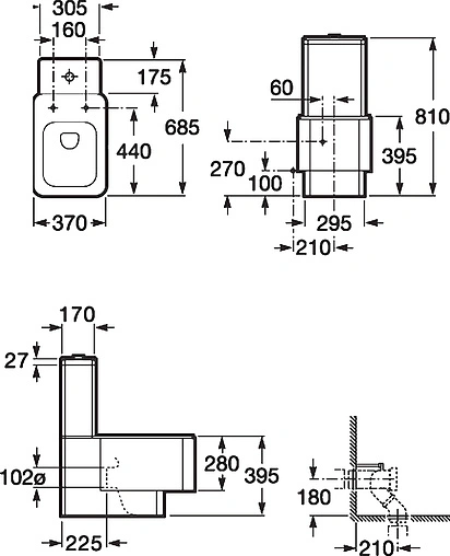 Унитаз-компакт Roca Element белый 342577000+341570000