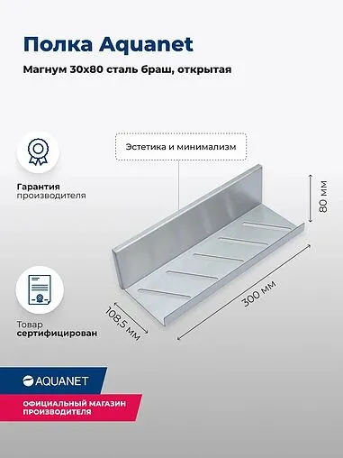 Полка Aquanet Магнум сталь брашированная 00334113