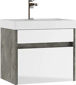 Тумба-умывальник подвесная Домино Karlo 50 белый/бетон DK5312T+4627173210157, 1