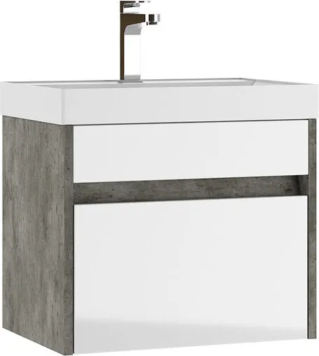 Тумба-умывальник подвесная Домино Karlo 50 белый/бетон DK5312T+4627173210157