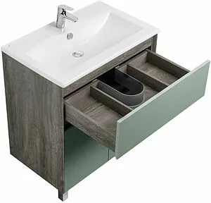 Тумба-умывальник Aquaton Форест 75 дуб рошелье/сумеречный голубой 1A278301FR9C0, 4