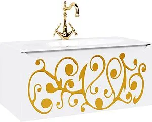 Тумба под умывальник подвесная Clarberg Elegance Т10м/GL белый/золото EL0110GL Тумба под умывальник подвесная Clarberg Elegance Т10м/GL белый/золото EL0110GL, 1