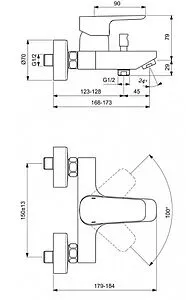 Комплект для ванны 3 в 1 Ideal Standard Ceraplan III хром BD005AA Комплект для ванны 3 в 1 Ideal Standard Ceraplan III хром BD005AA, 3