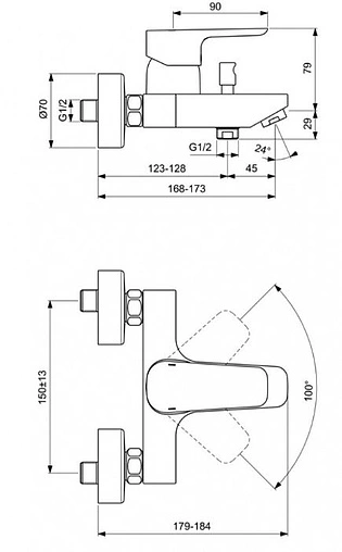 Комплект для ванны 3 в 1 Ideal Standard Ceraplan III хром BD005AA