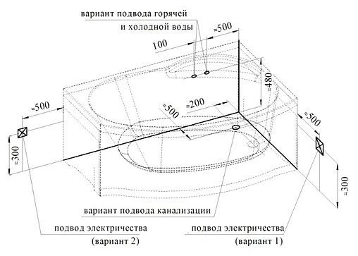 Ванна акриловая Radomir Монти 150х105 L 2-01-0-1-1-213