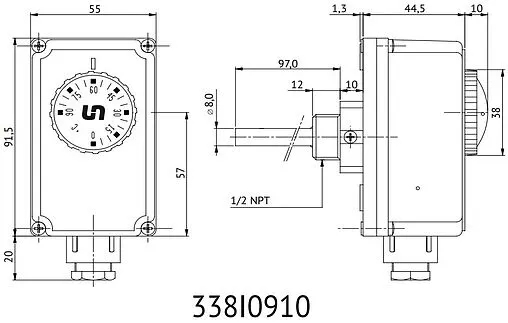 Механический термостат погружной Uni-fitt ТС2 338I0910