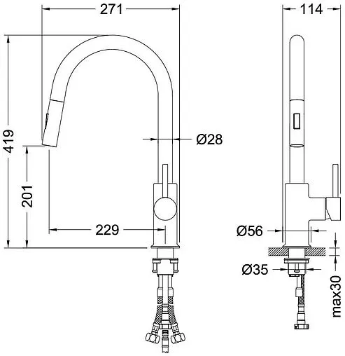 Смеситель для кухни с выдвижным изливом Aquatek Европа хром AQ1384CR