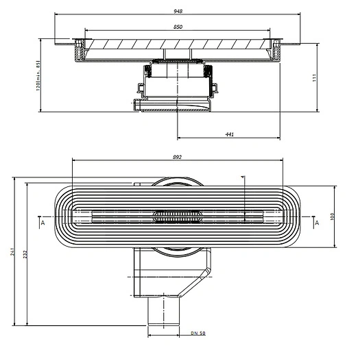 Лоток душевой Set 850мм h=72мм 0.8л/сек Pestan Confluo Slim Line 850 13100035 Лоток душевой Set 850мм h=72мм 0.8л/сек Pestan Confluo Slim Line 850 13100035