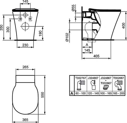Унитаз приставной безободковый Ideal Standard Connect Air AquaBlade белый E004201