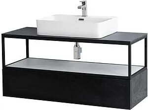 Консоль с умывальником подвесная Cezares Cadro 120 чёрный CADRO-120/46/30-1C-SO-MET-ST+ Консоль с умывальником подвесная Cezares Cadro 120 чёрный CADRO-120/46/30-1C-SO-MET-ST+, 5