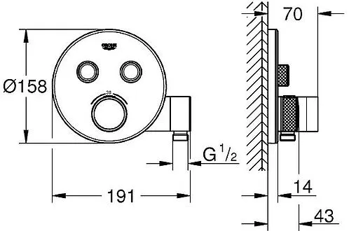 Термостат для 2 потребителей Grohe Grohtherm SmartControl хром 29120000 Термостат для 2 потребителей Grohe Grohtherm SmartControl хром 29120000