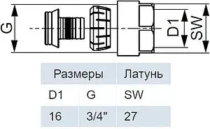Концовка для металлопластиковых труб ¾"ек x 16x2.0мм TECElogo 8740216 Концовка для металлопластиковых труб ¾"ек x 16x2.0мм TECElogo 8740216, 2