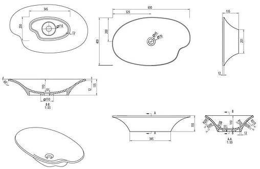 Раковина Aquanet Desire V45-N 65 белый 00198937