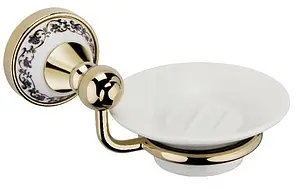 Мыльница Fixsen Bogema gold золото/белый с рисунком FX-78508G, 1