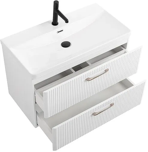 Тумба-умывальник подвесная BelBagno DUE 80 Bianco Lucido DUE-800-2C-SO-BL-P+BB-8076-3-80