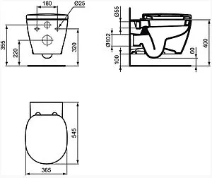 Комплект 5 в 1 Ideal Standard Connect W22001AA с кнопкой хром глянцевый Комплект 5 в 1 Ideal Standard Connect W22001AA с кнопкой хром глянцевый, 3