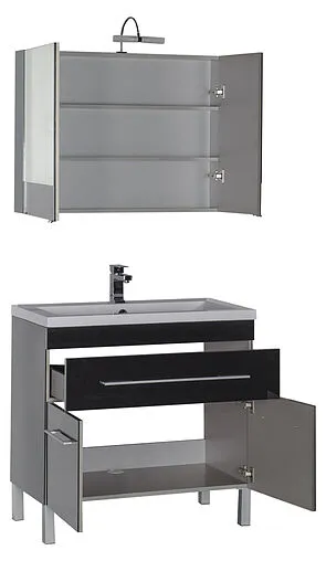 Шкаф-зеркало Aquanet Верона 90 L чёрный 00172340 Шкаф-зеркало Aquanet Верона 90 L чёрный 00172340