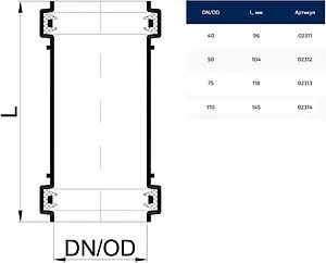 Муфта надвижная (ремонтная) внутренняя бесшумная D=75мм Poloplast POLO-KAL NG P2313, 2