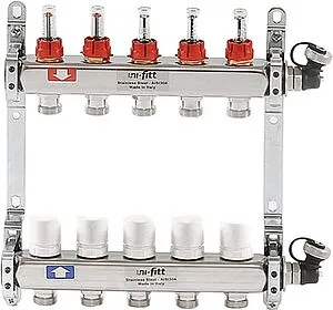 Группа коллекторная с расходомерами 5 отводов 1&quot;в/в x ¾&quot;ек Uni-fitt 450I4305, 1