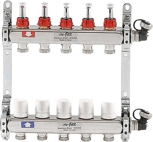 Группа коллекторная с расходомерами 5 отводов 1&quot;в/в x ¾&quot;ек Uni-fitt 450I4305