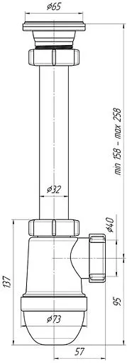 Сифон бутылочный для раковины Ани Пласт белый C1000 Сифон бутылочный для раковины Ани Пласт белый C1000