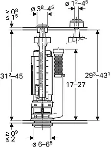 Механизм сливной для бачка двухрежимный Geberit Impuls 290 282.303.21.2, 2