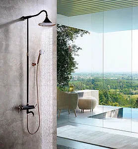 Душевая система со смесителем для ванны Lemark Prime чёрный/розовое золото LM6162BRG, 3