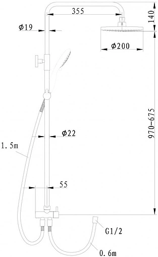 Душевая система без смесителя Swedbe Harmony хром 5006