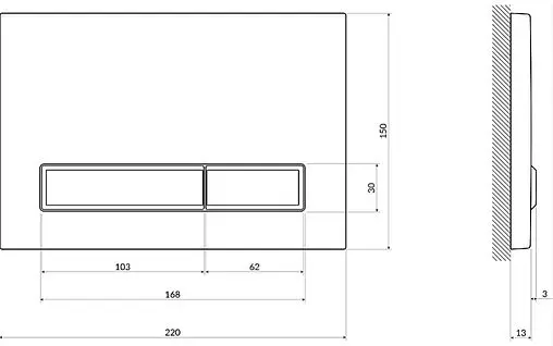 Клавиша смыва для унитаза Cersanit Corner 64108 хром глянцевый