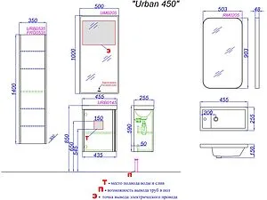 Тумба под умывальник подвесная Aqwella Urban 45 белый URB0145W Тумба под умывальник подвесная Aqwella Urban 45 белый URB0145W, 2