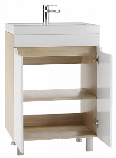 Тумба-умывальник напольная Айсберг Мечта 60 белый/дуб сонома DM2313T+4607152361674