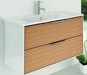 Тумба-умывальник подвесная Comforty Сухуми 90 кофе полоска/белый, 1