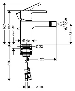 Смеситель для биде Hansgrohe Metris S хром 31261000, 2