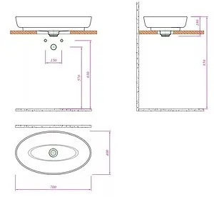 Раковина Kale Dove 70 белый 7113935700 Раковина Kale Dove 70 белый 7113935700, 2