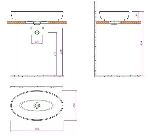 Раковина Kale Dove 70 белый 7113935700